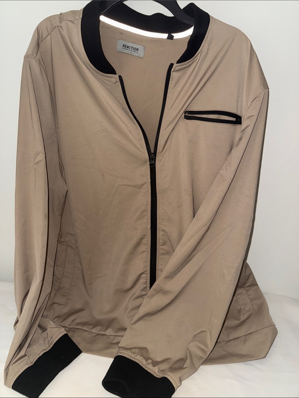 Reaction Kenneth Cole Taupe Jacket with Black Trim